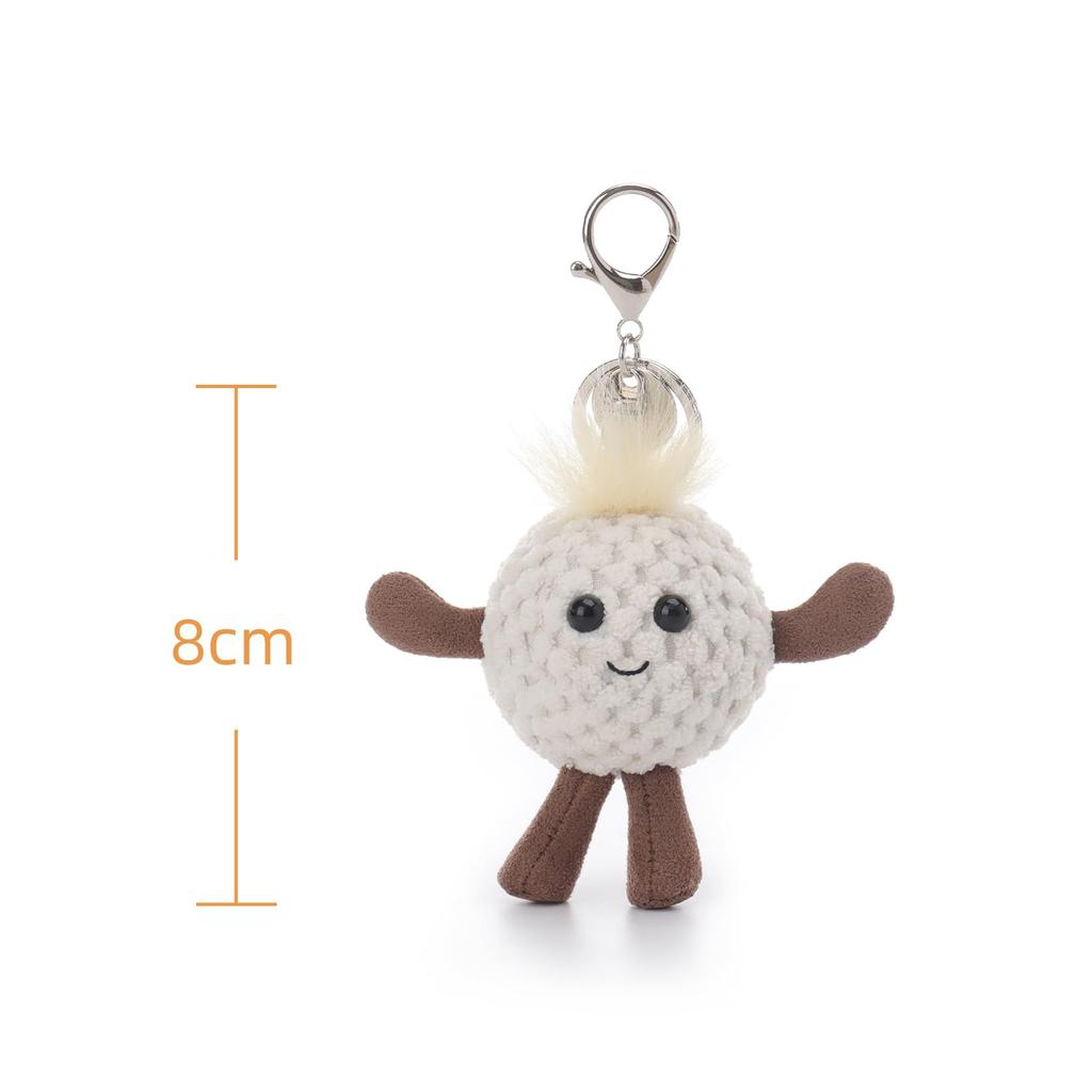 Apricot Lamb Golf Cute Soft Keychain Plush Toy, Perfect for Boys and Girls, Fits Kids Backpacks and Purses, 8cm
