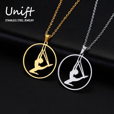 Unift Нержавеющая сталь Спортивная женская подвеска-ожерелье Бегунья Гимнастка Силуэт Модные ювелирные изделия на день рождения Оптовая торговля