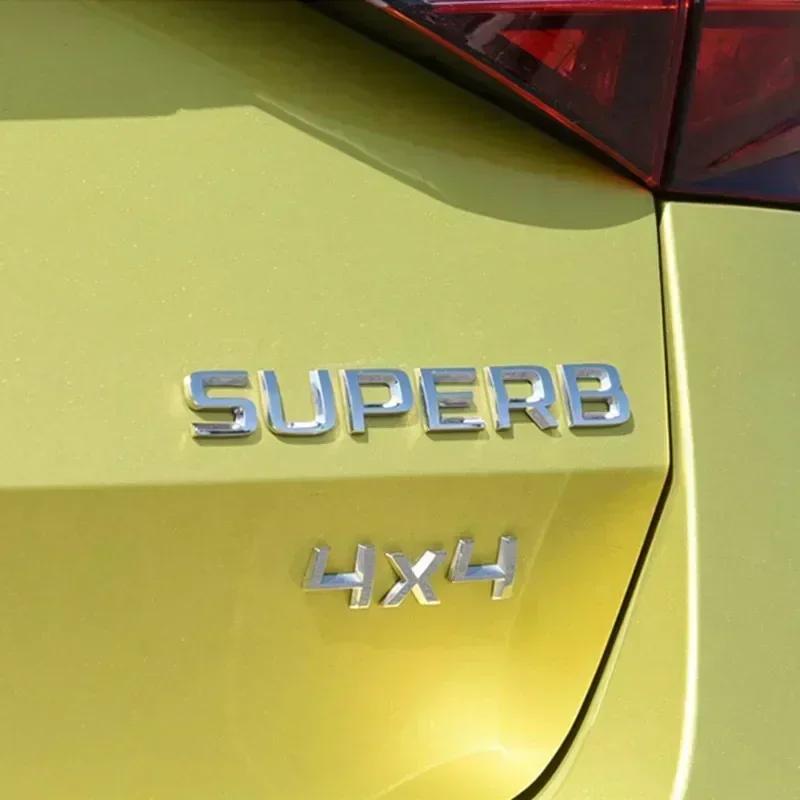 QPZF2 Car Rear Trunk Letters Logo Emblem Sticker for Skoda 4x4 Logo Rapid Octavia Fabia Laura Superb VRS Yeti Kodiaq Karoq Accessories