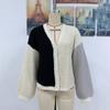 Women's Fashion Loose Splicing  Knitted Cardigan Coat Sweater