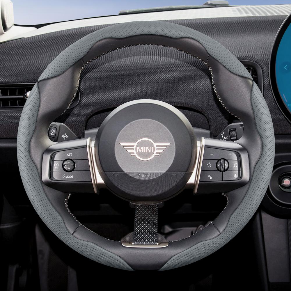 Suitable for Mini Breathable Holes Leather Steering Wheel Cover Segmented Quick Release Design Non-Slip and Durable R50 R56 Cooper Countryman Clubman