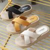 Fashion Women Summer New Casual Platform Slippers Stretch Fabric Fashion Shoes Women Elegant Wedges Cross Female Casual Footwear Sandals