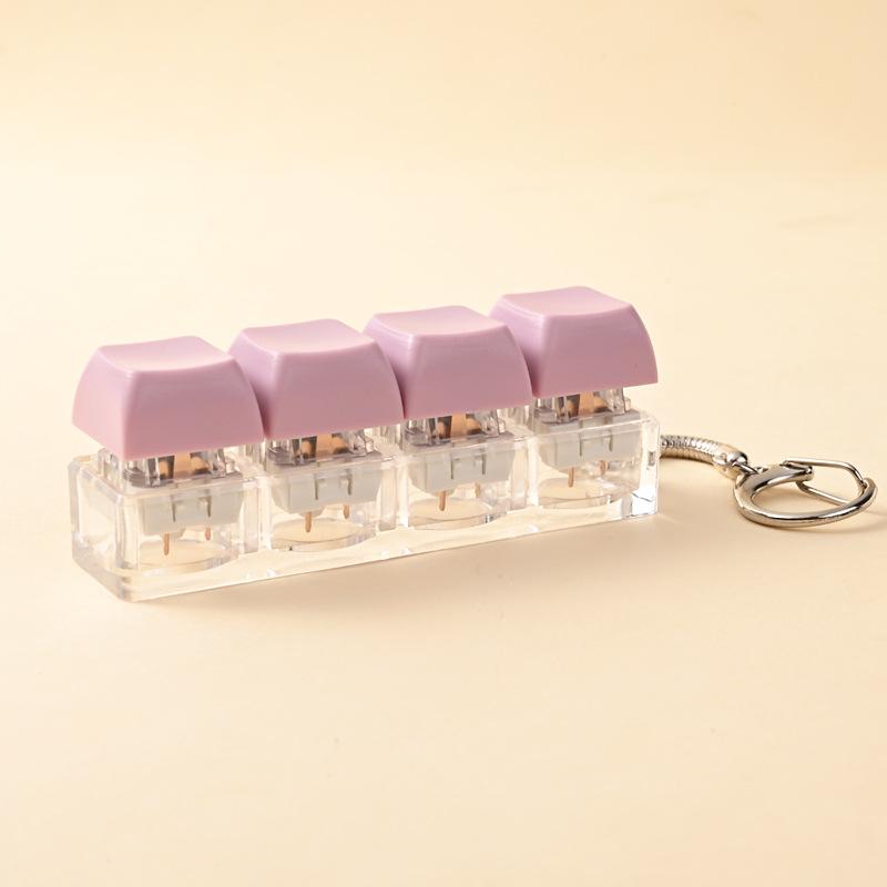 Cute 1 Buttons Keyboard Fidget Keychain Keyboard Clicker Mechanical Keyboard Keyring Stress Relief Toys Gift For Girlfriend