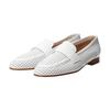 Loafers Round Toe Punched Leather Loafers L41601 White Cm [Luca Grossi] Women's 22.5