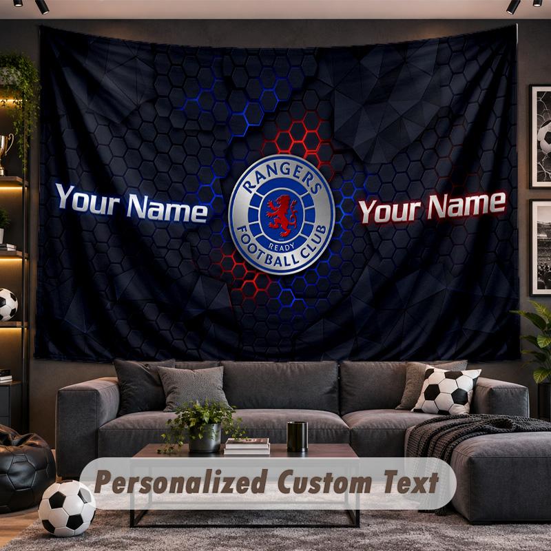 Rangers FC Personalized Tapestry Support Custom Name, Wall Art Home Decoration
