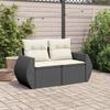 Vidaxl Sofa Ogrodowa Z Poduszkami, 2-Osobowa, Czarna, Polirattan