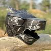 Wolf Head Helmet  with Wooden Stand Medieval Helmet for Costumes and Role Play Home Decor