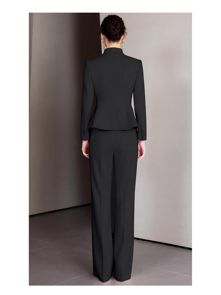 AD Winter Women's High-End Pink Wool Blend Blazer & Pants Set - Elegant Professional Outfit