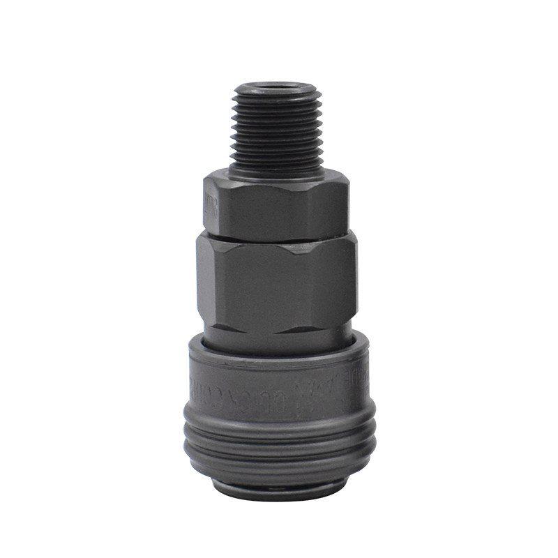 Black Gold Steel C-Type Self-Locking Pneumatic Quick Connector for Male/Female Air Compressor Ports