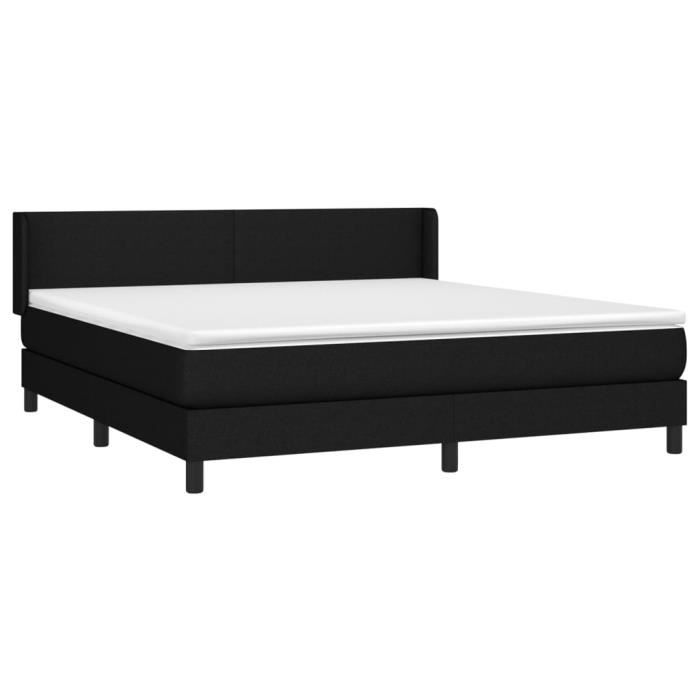 3129571 vidaXL Lit à sommier tapissier avec matelas Noir 180x200 cm Tissu