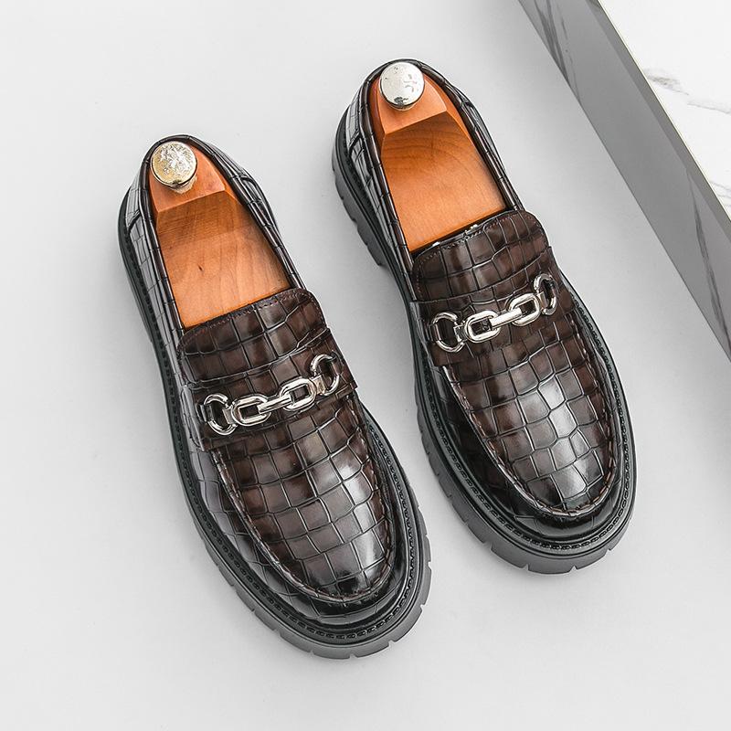 Новые деловые туфли-лоферы из кожи в британском стиле, всесезонные, модные туфли на платформе, свадебная обувь для жениха