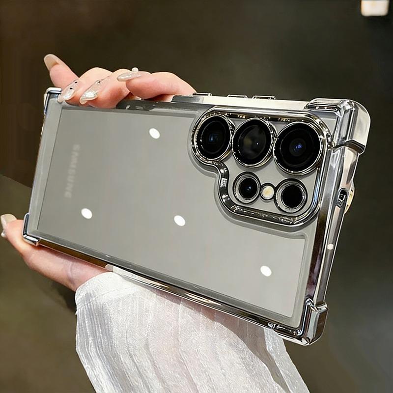 Transparent Phone Case For Samsung Galaxy S26 S25 S24 Ultra Plus S26Ultra Cases Plating Shockproof Bumper Clear Cover
