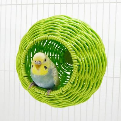 Имитация ротанга Сферическое гнездо для разведения птиц Вентилируемая Подвесная клетка для птиц Летний Прохладный Дышащий Домик для попугая Сад
