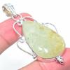 Natural Prehnite Gemstone Handmade 925 Sterling Silver Pendant 2.56" w5B42
