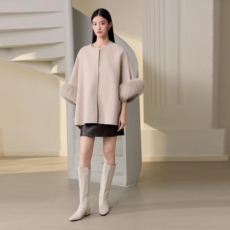 ELLASSAY Women's Cape-Style Mid-Length Wool Blend Coat