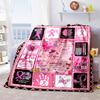 1PC Breast Cancer Awareness Pink Ribbon Throw Blanket Soft Comfortable All Seasons Perfect Sofa Office Travel Home Gift Idea