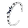 Silver adjustable ring with moon and stars, 925 silver