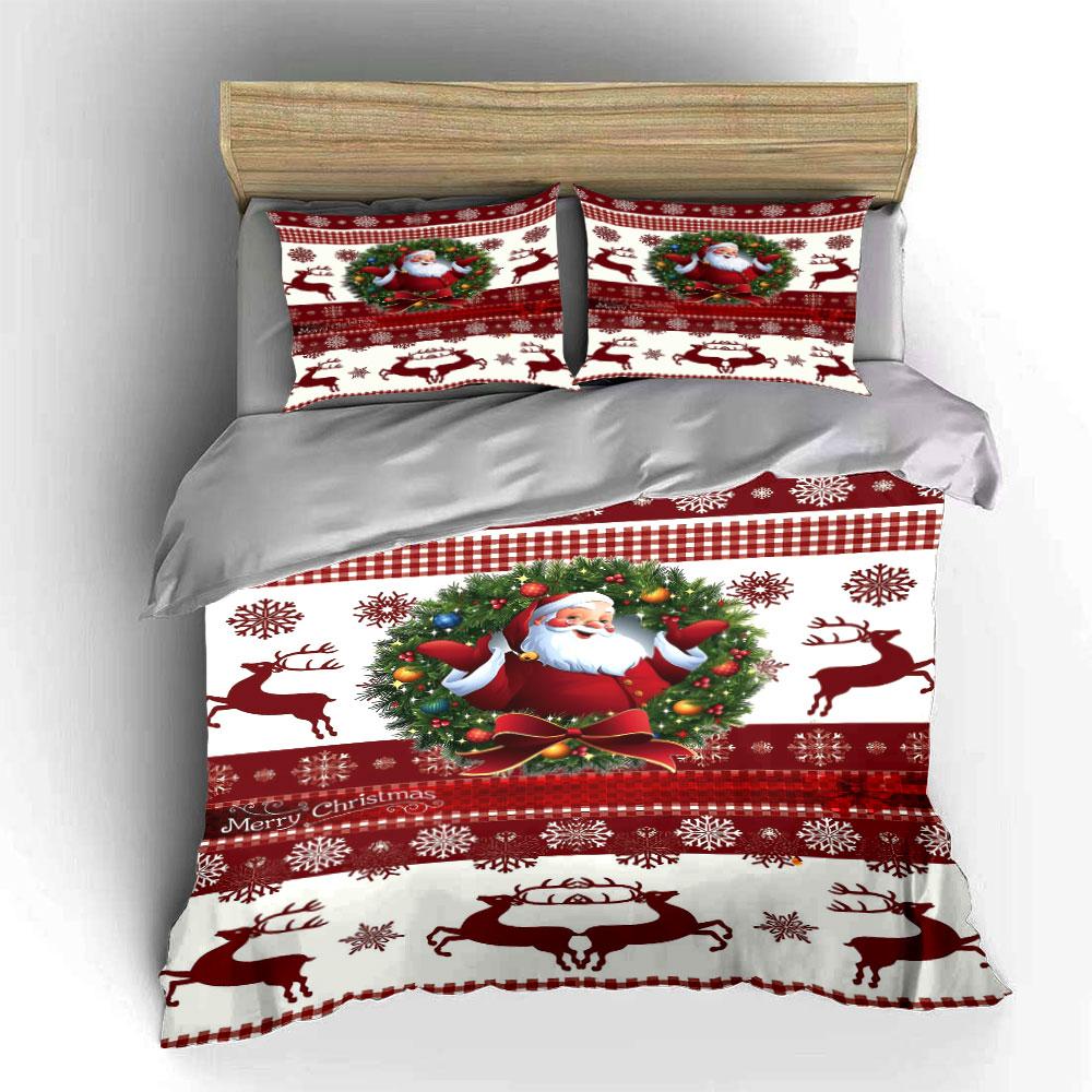 Santa Reindeer Christmas Set Bedding Duvet Cover Set Duvet Cover Pillowcases (1*Duvet Cover 2*Pillowcases, without duvet insert)