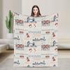 Union Jack Flag Knitted Fashion Blanket Flannel UK United Kingdom Great Britain British Warm Throw Fashion Blanket for Outdoor Travel Breath