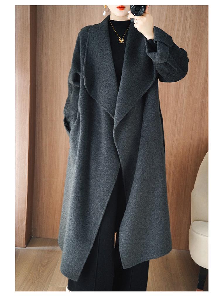 Women's Long Angora Red Double-Faced Cashmere Overcoat - 2025 Autumn/Winter Collection.