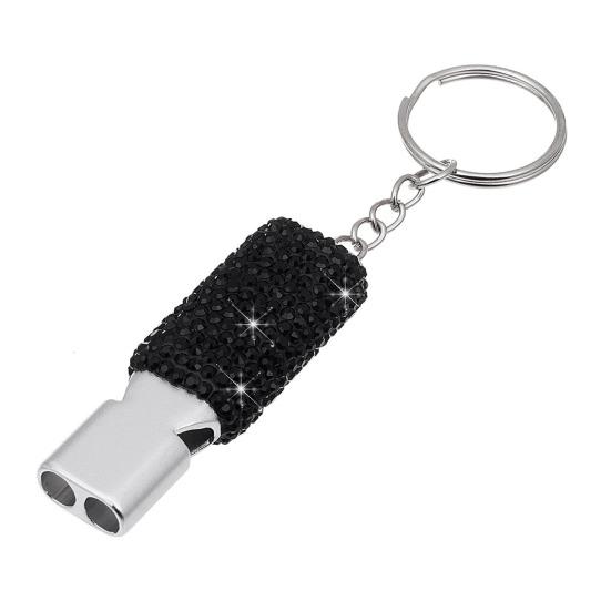 Свисток из металла и страз, с брелком для ключей, блестящий свисток с громким четким звуком для судей, тренеров, спасателей, чрезвычайных ситуаций