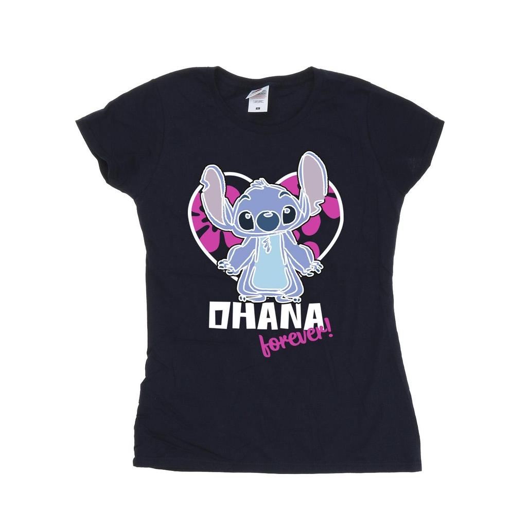 Disney Womens/Ladies Lilo And Stitch Ohana Forever Heart Cotton T-Shirt