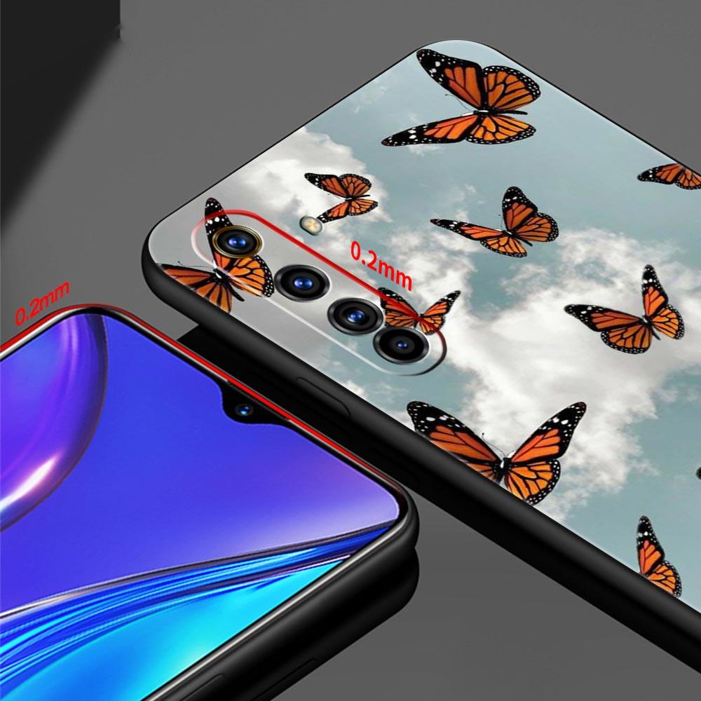 butterfly Phone Case For Realme 10 9 8 5G 7 6 GT2 Pro Plus 9i 8i C21 C11 C25 C35 GT Neo 2 3 3T Soft Silicone Black Cover Coque