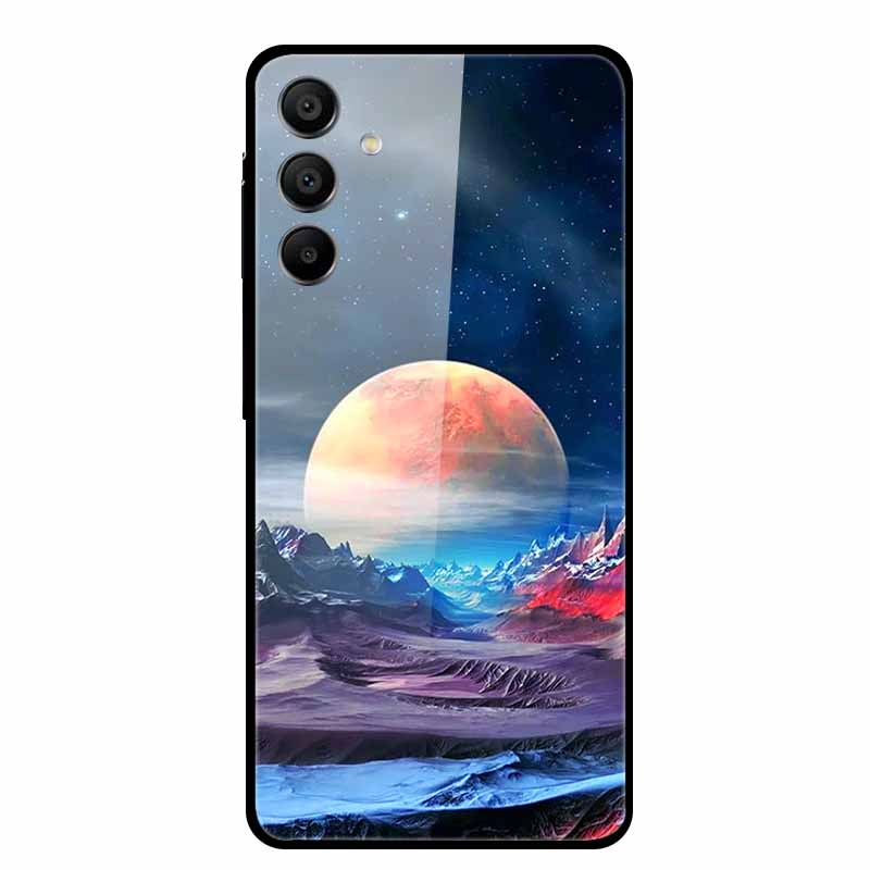 Для Samsung A05 A05s A15 4G 5G Закаленное Стекло Чехол Задняя Жесткая Крышка для Samsung Galaxy A55 A25 Цветы Фрукты Funda Кошки Coque