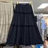 2025 новый модный дизайн кружева универсальная и тонкая средняя и длинная свободная юбка с высокой талией большая юбка-качели