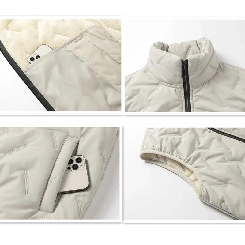 Плиссированные зимние жилеты для мужчин с воротником-стойкой, ветрозащитные жилеты с подкладкой, однотонные теплые повседневные жилеты без рукавов, утепленные парки больших размеров