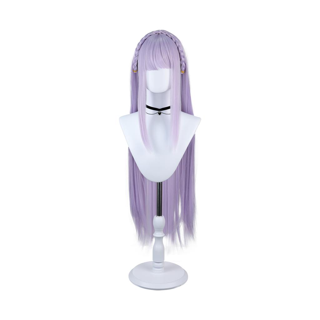 Синтетический парик для косплея Emilia Re Zero, длинный, прямой, светло-фиолетовый, с челкой, плетеная повязка на голову, термостойкий, полный парик для косплея