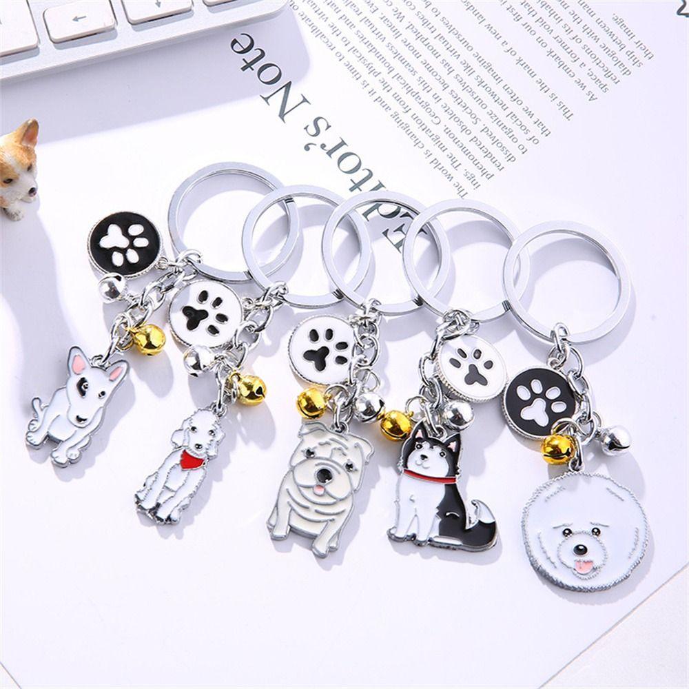 Enamel Golden Retriever Maltese Animal Bell Pet Keyring Pet Keychain Dog Keychain Dog Pendant