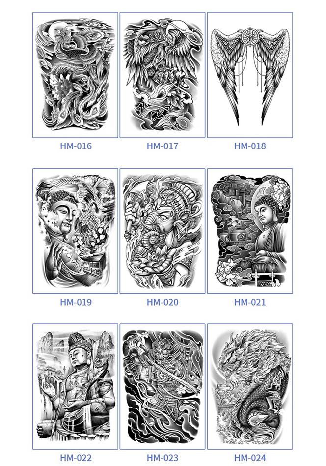 Waterproof Men's Herbal Tattoo Stickers: Full & Half Back, Long-Lasting, Large Floral Designs for Chest & Arm.