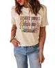 Azura Exchange MOMLIFE Slogan Graphic Print Crew Neck T Shirt in Khaki