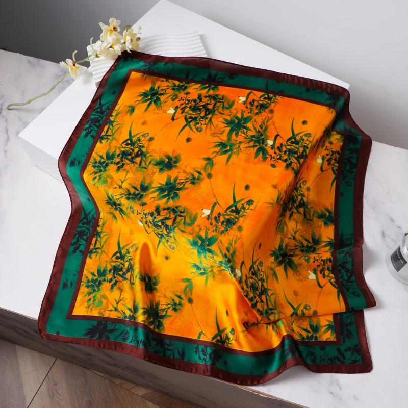 Шелковый женский квадратный шарф - Китайский стиль платок на голову для весны, лета, осени - Защита шеи и согревающий - Элегантный тонкий стиль для мамы