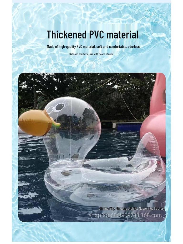 Transparent Duck Sitting Inflatable Swimming Ring for Infants and Kids (2-6 Years)