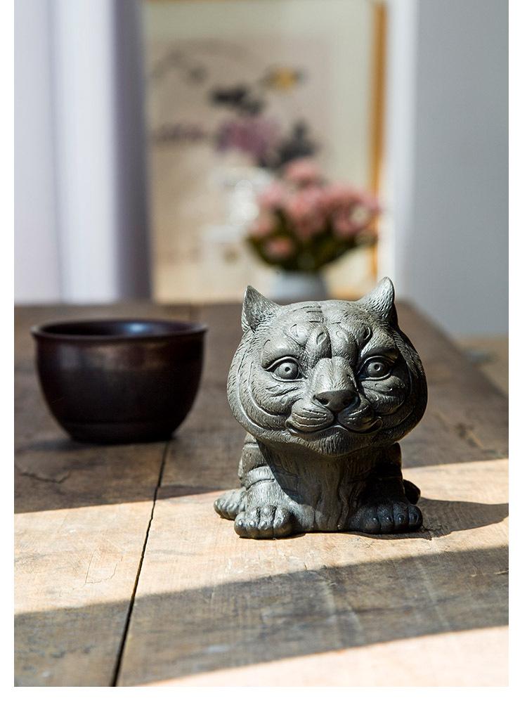 Handmade Antique-Style Chinese Zodiac Tiger Ornament for Home or Office Decor