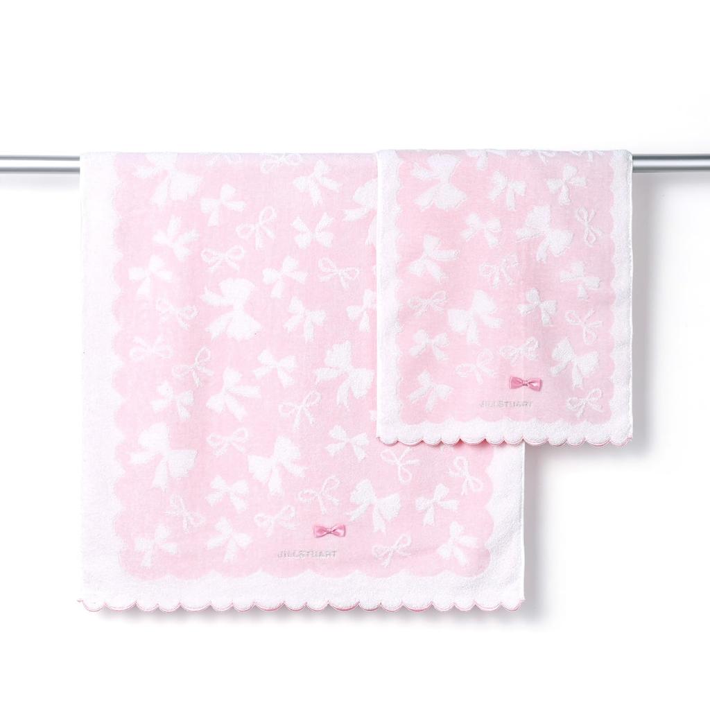 JILL STUART Charming Ribbon Face Towel, Pink, Ribbon, Scala, 58-1942150, Approx. 34 x 80cm