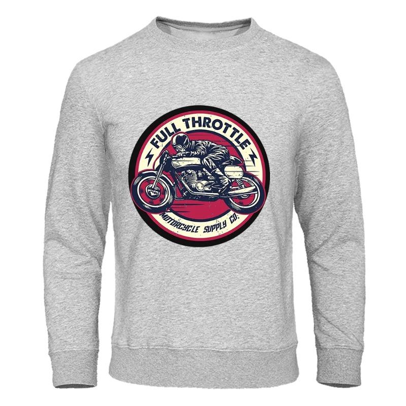 Full Throttle Motorcycle Locomotive Culture Мужские модные повседневные толстовки с капюшоном Флисовые теплые осенние повседневные спортивные свитера и длинные рукава для мужчин