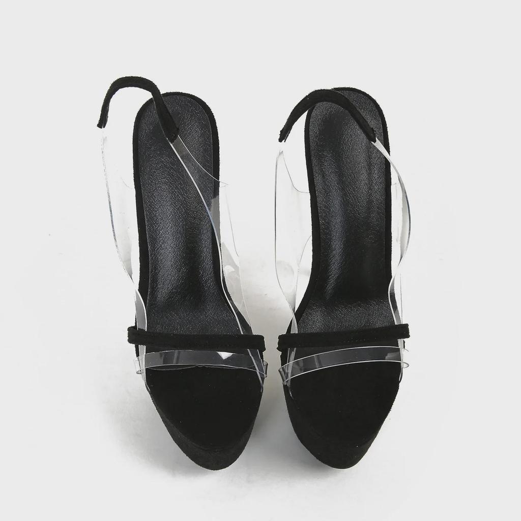 Transparent Snake Pattern High Heel Stiletto Platform Sandals for Women