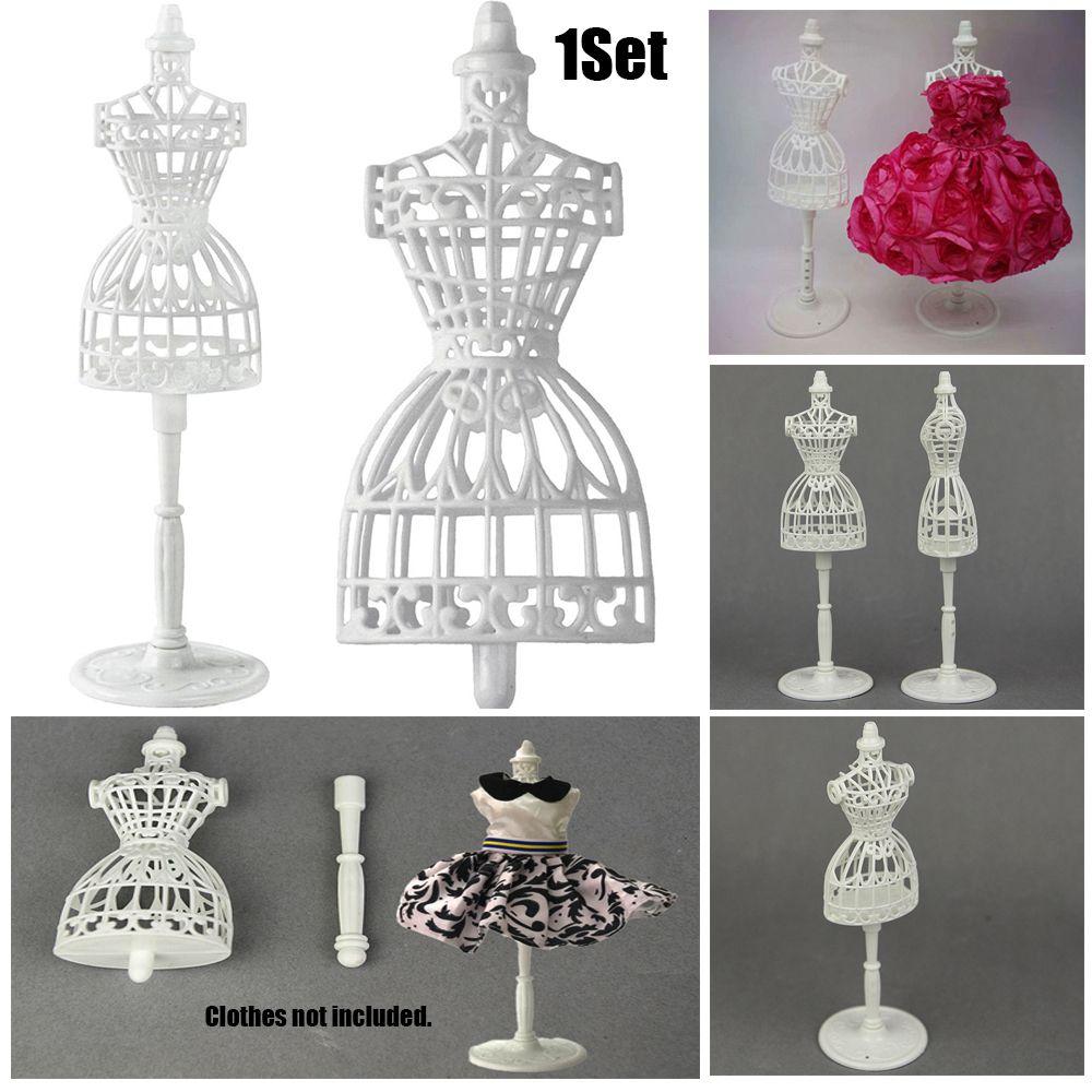 Girls Gift Dollhouse Accessories Model Holder Stand Doll Mannequin Holders White Display Rack