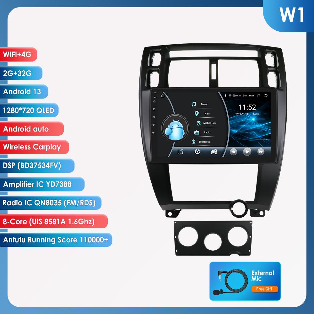 Hizpo 8-ядерный интеллектуальный экран AI Android Autoradio для Hyundai Tucson 2004-2009 Автомобильный радиоприемник Мультимедиа Видеоплеер GPS Навигатор Головное устройство Carplay 4G RDS FM