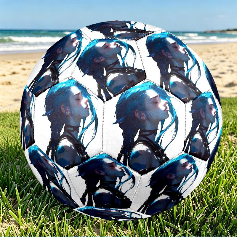 Jinx Print Size 5 Soccer Ball, PU Wear Resistant Football for Match Training and Daily Practice, Birthday Gift for Soccer Fans