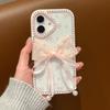 For iPhone 16 Plus Case Two Bow Epoxy Design TPU+PC Phone Back Cover Rhinestone Decor