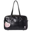 Sanrio Synthetic Leather School Boston Bag with Heart Pouch (Kitty-Black)