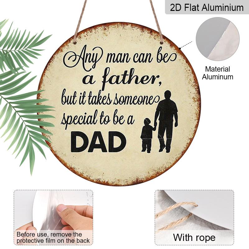 2D Flat - A Vintage Aluminum Sign for Father'S Day Gifts, Measuring 7.87X7.87 Inches, Featuring a Round 2D Design. This Warm Decoration for