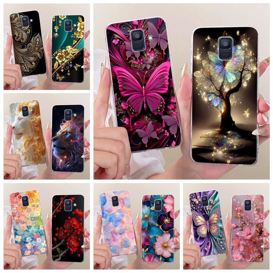 For Samsung Galaxy A6 2018 Case SM-A600F Luxury Butterfly Painted Cover Soft Silicone Shell For Samsung A6 Plus A6+ A605F Fundas