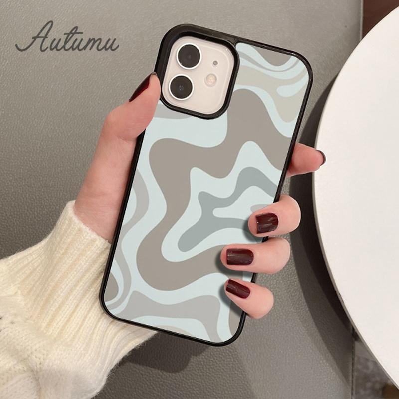 Liquid Swirl Contemporary Abstract In Light Sage Green Grey Phone Case for iPhone 11 12 13 14 Pro Max Mini XR XS SE2020 7 8 Plus