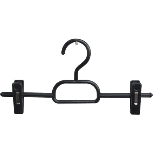 Sawafuji Clothes Hangers, 310mm Wide, 5-Piece Set, Black, with Clips, for Neat Storage, Pants, Slacks, and Skirts (BO-05)