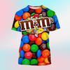 Мужские футболки с 3D-принтом M&m's Chocolate Beans, круглый вырез, короткий рукав, модные, хип-хоп, оверсайз, Харадзюку, Y2K, унисекс